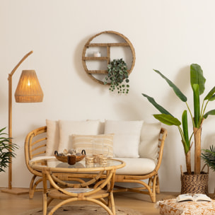 Étagère murale ronde - métal & fibre naturelle D58 cm