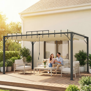 Pérgola de Jardín 3x4 m, Cenador de Jardín con Techo de Lamas Orientables a 135°, Estructura de Aluminio, Protección UPF30+, Pabellón para Exterior, Patio, Terraza, Blanco Crema