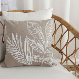 Coussin carré motif nature épuré - Naturel