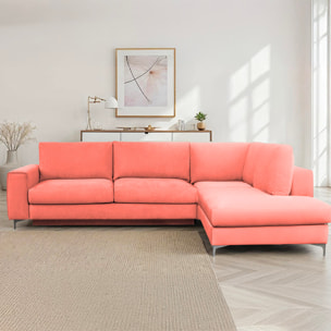 Canapé d'Angle Droit Velours Fiesole, 3 Places, Couchage Intégré, Coffre de Rangement, Housse Déhoussable