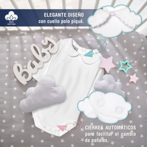 Body bebé manga larga cuello polo piqué