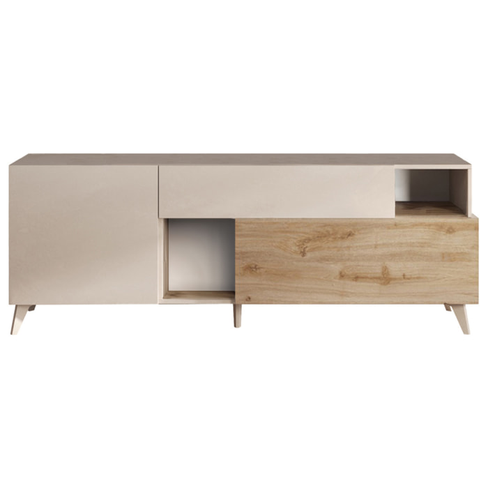 Estelle - meuble tv - 2 portes et 1 tiroir - 181 cm - Blanc / Beige