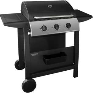 Barbecue gaz LISTO BGZ L1 noir 3 brûleurs sur chariot, 51x34 cm