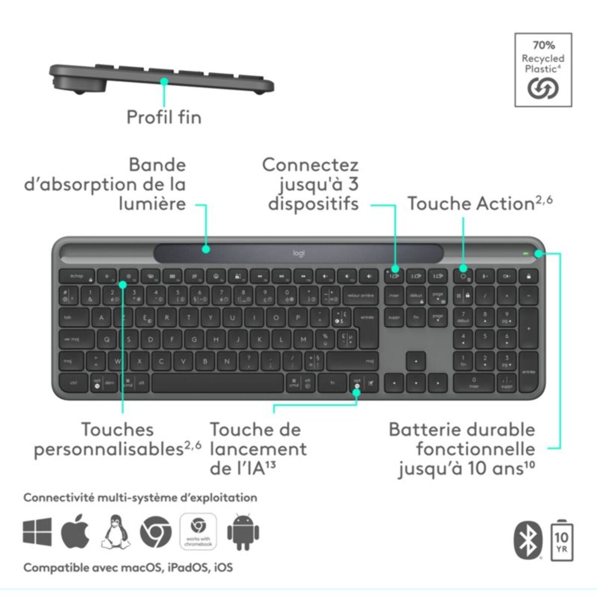 Clavier sans fil LOGITECH Signature Slim Solar+