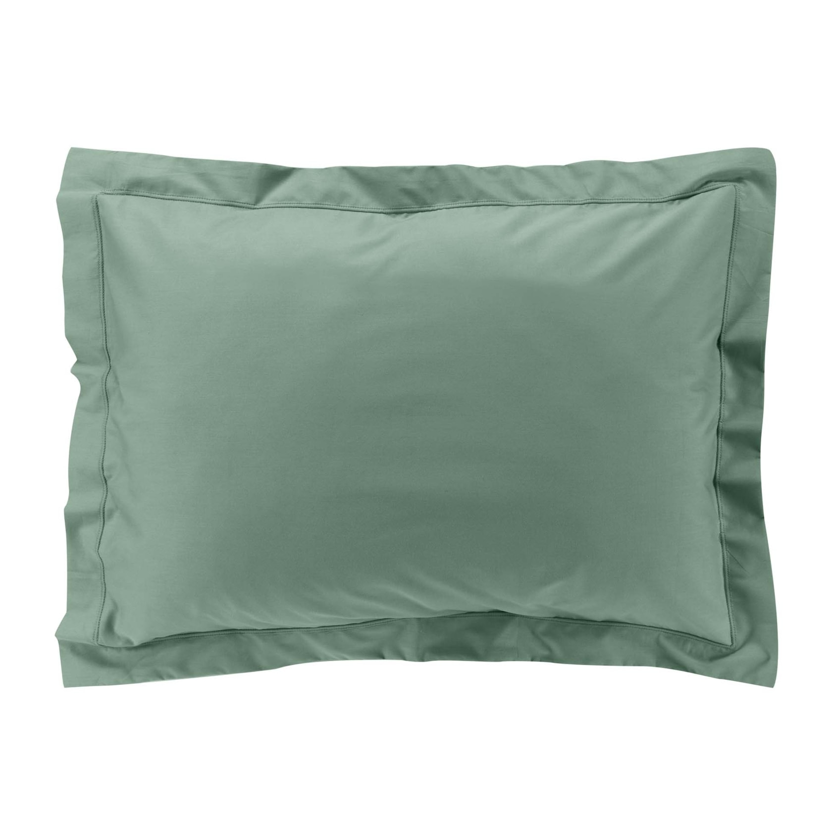 Taie d'oreiller volant plat 100% percale de coton ORIGINE - Vert tilleul