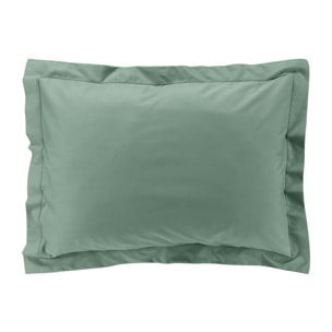 Taie d'oreiller volant plat 100% percale de coton ORIGINE - Vert tilleul