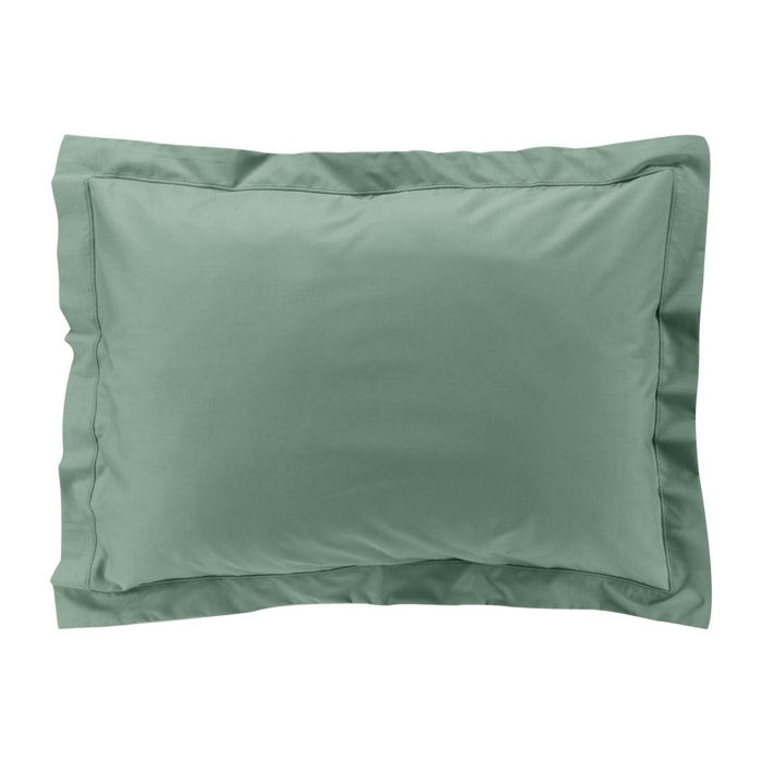 Taie d'oreiller volant plat 100% percale de coton ORIGINE - Vert tilleul