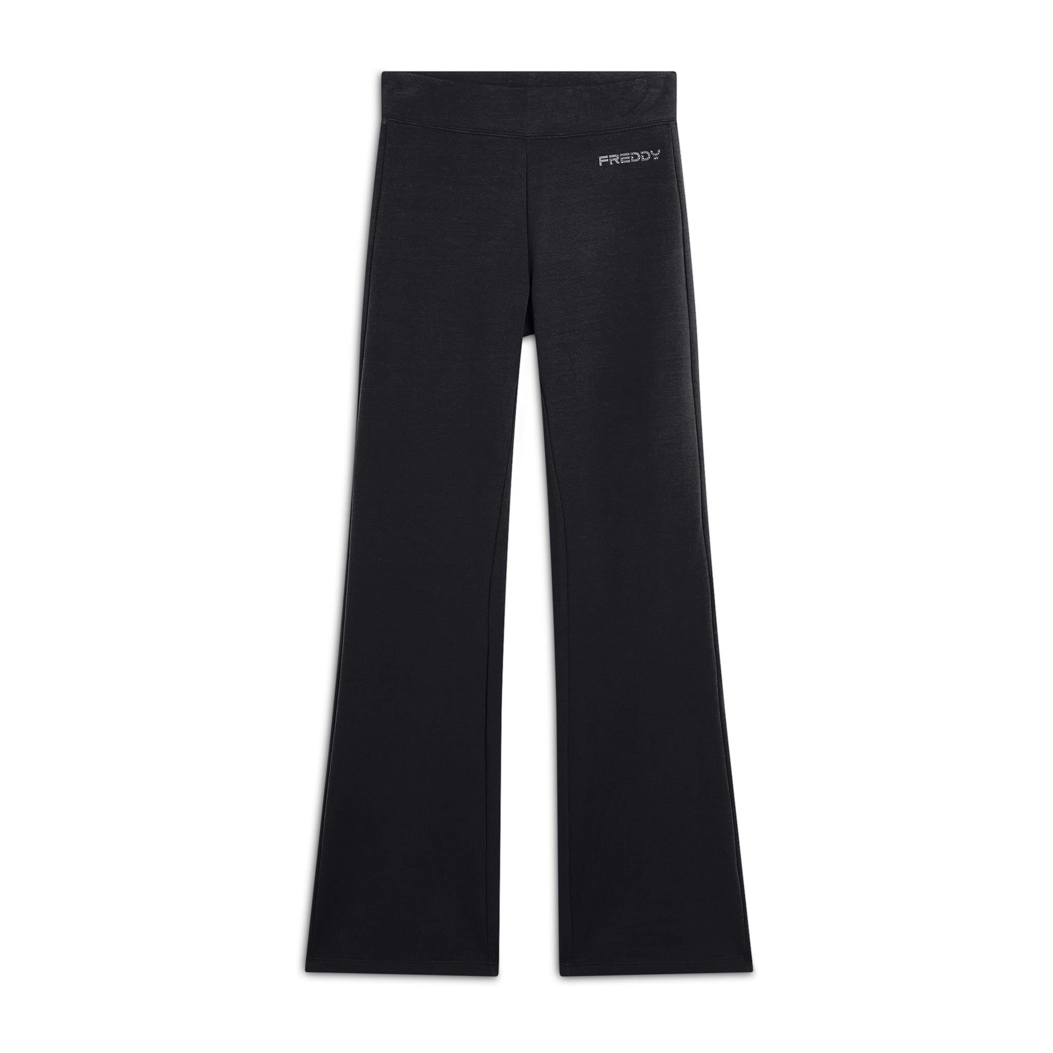 Pantaloni donna slim fit a zampa in felpa garzata