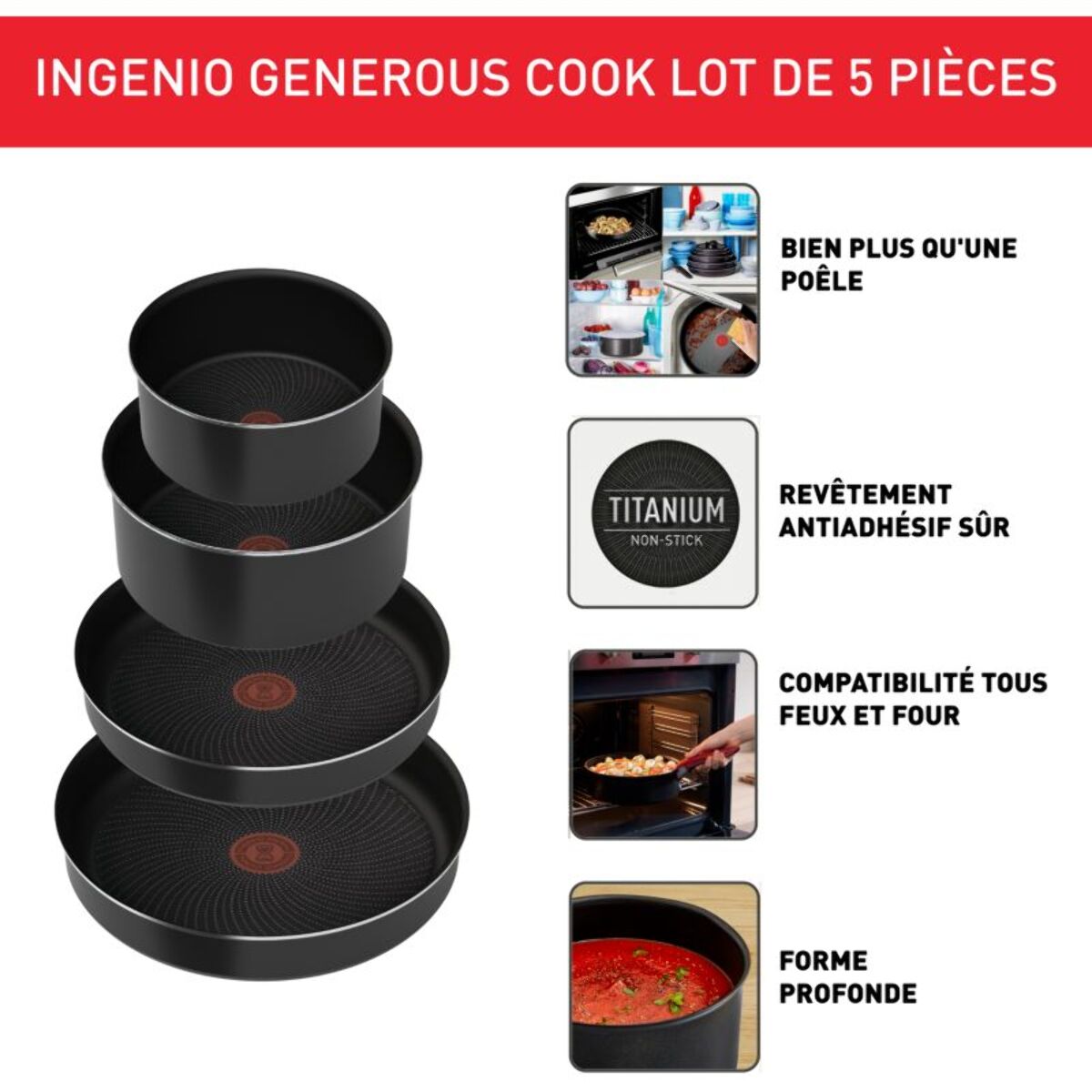 Batterie de cuisine TEFAL Ingenio Generous Cook 5pcs