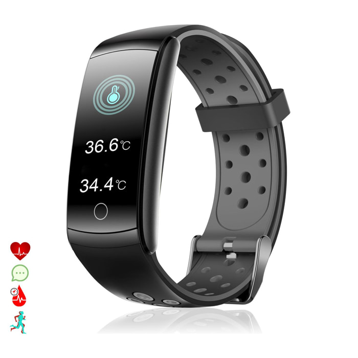 Pulsera inteligente Q8T con temperatura corporal, multideporte, monitor cardiaco y de presión sanguínea