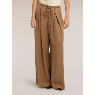 Motivi - Pantaloni palazzo con pieghe in lyocell - Verde militare