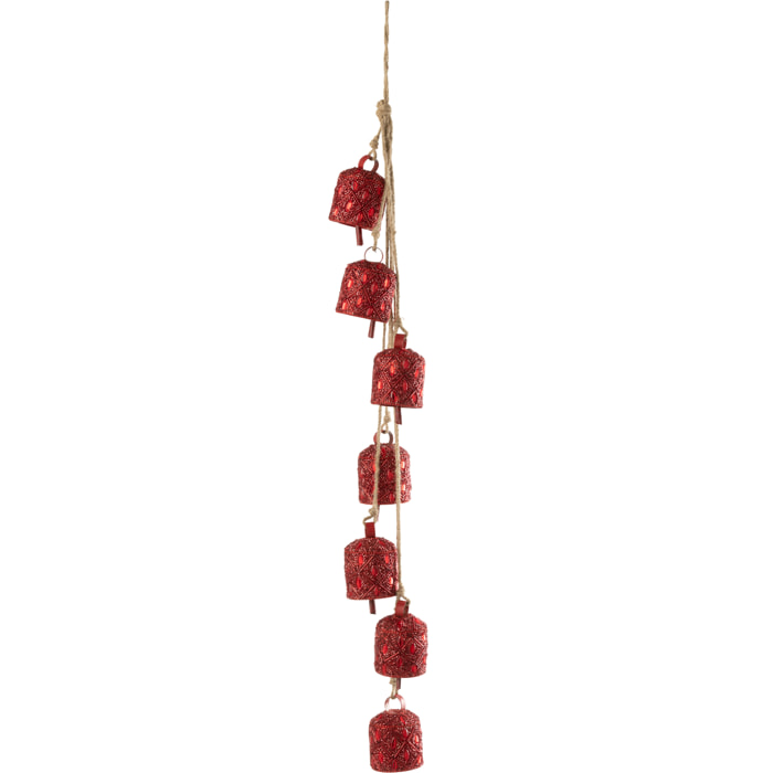 J-Line suspension 7 Cloches Miroir - acier - rouge