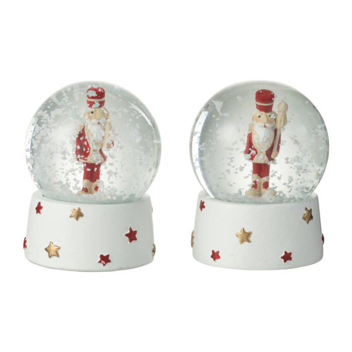 J-Line décoration Boule de Neige Casse-Noisette - polyrésine - rouge/blanc - small - 2 pcs