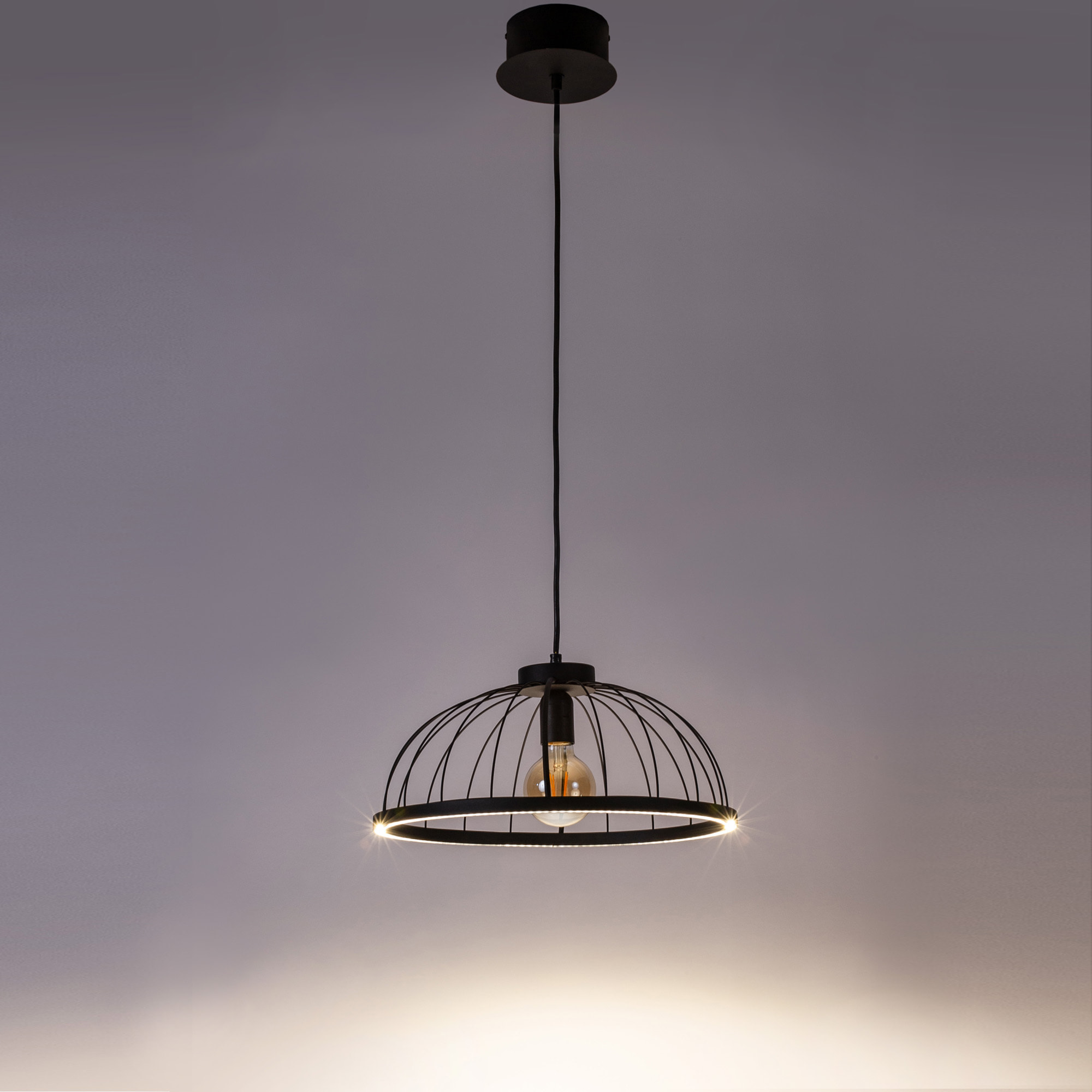 FORLIGHT Colgante Cercle LED E27 39W Blanco Neutro - 4000K Negro para Interior de Techo en Comedor, Salón, Cocina