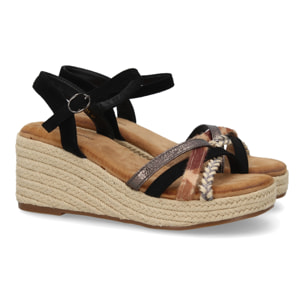 Sandalia de cuña para mujer, diseño de tiras cruzadas