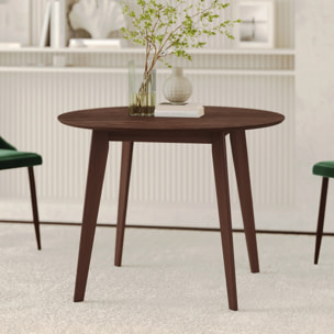 Table ronde 4 personnes en bois foncé D100 cm - Réno