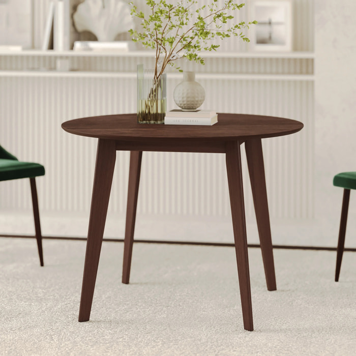Table ronde 4 personnes en bois foncé D100 cm - Réno
