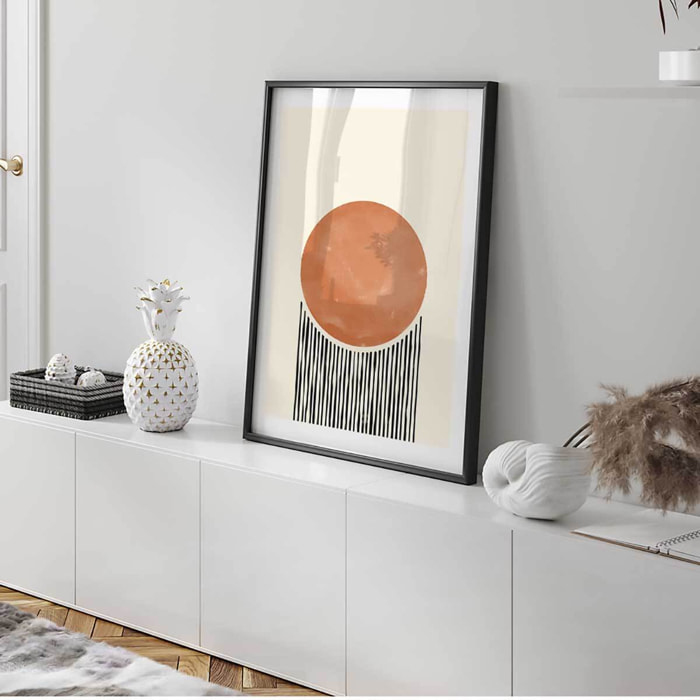 Affiche encadrée abstraite jungle colorée Affiche + cadre en métal - Noir