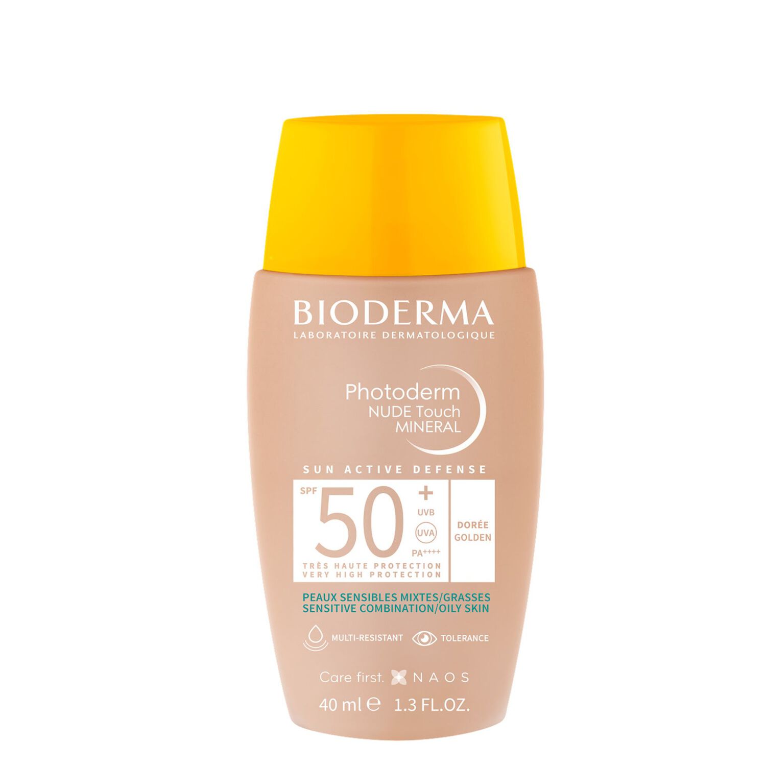 Photoderm Nude Touch - Soin Minéral Teinté Doré - Peaux Sensibles Mixtes/Grasses SPF50+ 40 ml