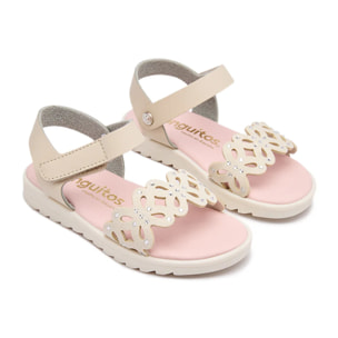 Sandalias de Niña Beiges con Corte de Mariposa