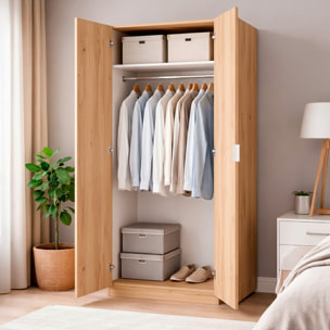 Armadio Guardaroba A 2 Ante Con Asta Appendiabiti E Ripiano Interno Mobile Armadio Salvaspazio Design Moderno Minimal 81 x 52 x 180 Cm Rovere Chiaro