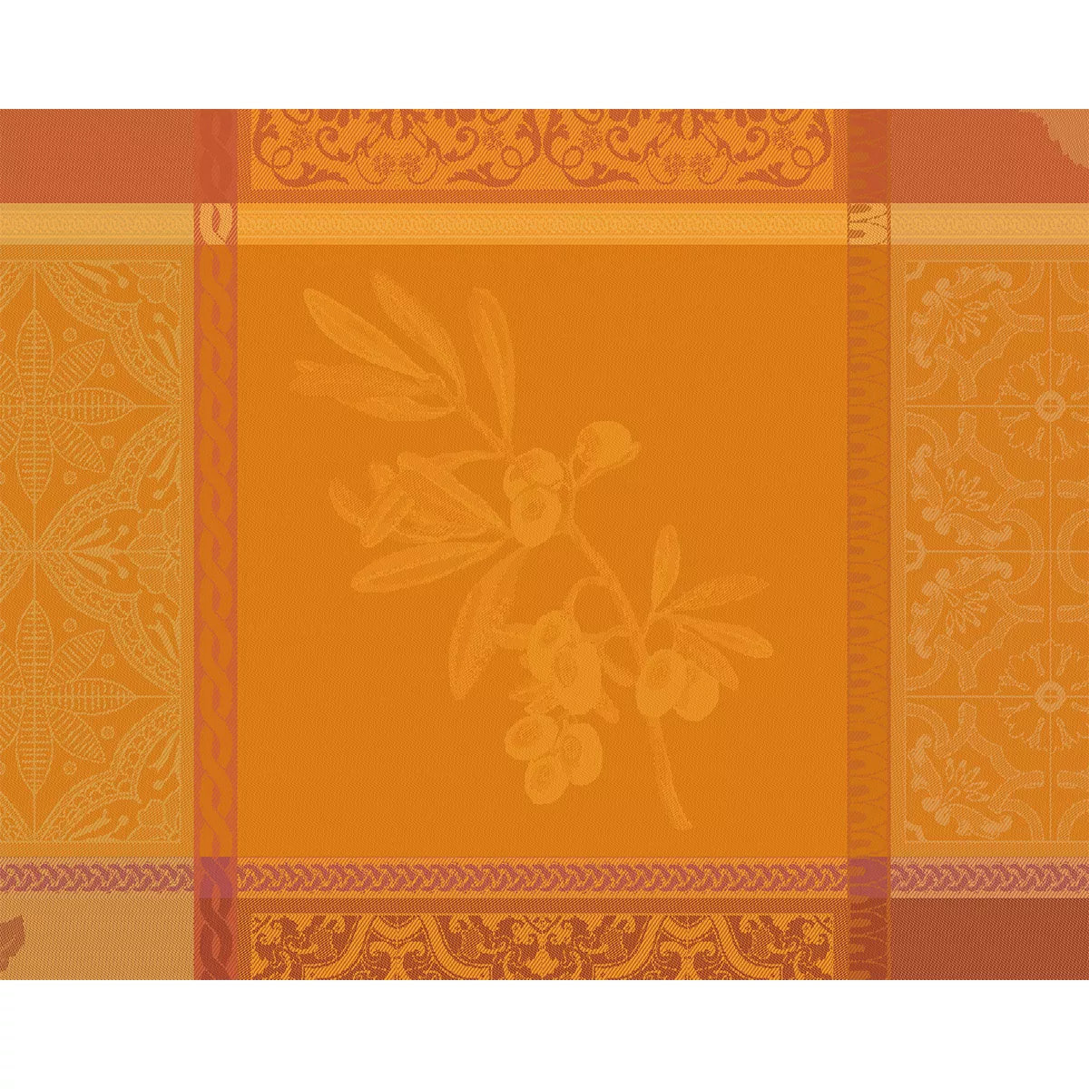 Set pur coton enduit motif jacquard Mille tutti frutti ocre
