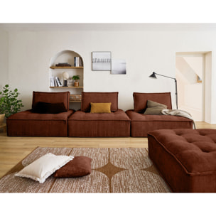 Marisol - pouf modulable - velours texturé - Terracotta