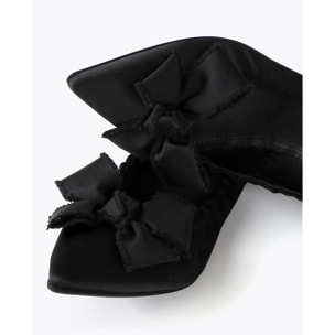 Ballerine a punta arricciate con fiocco in raso