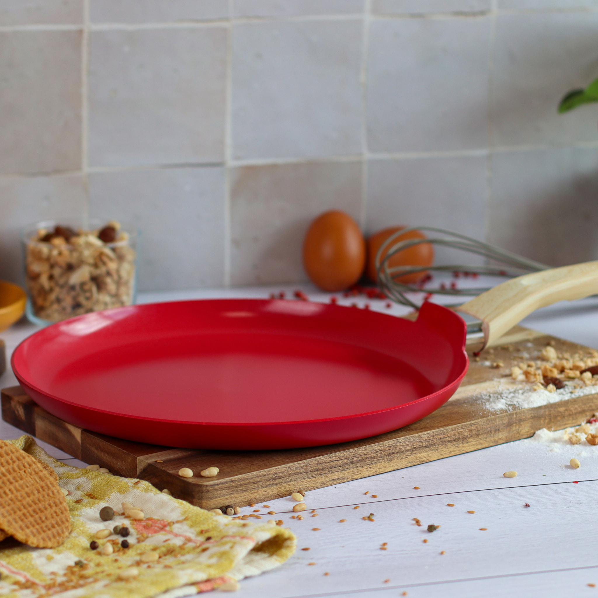 Crêpière en revêtement céramique 26cm rouge - tous feux COLORAMA