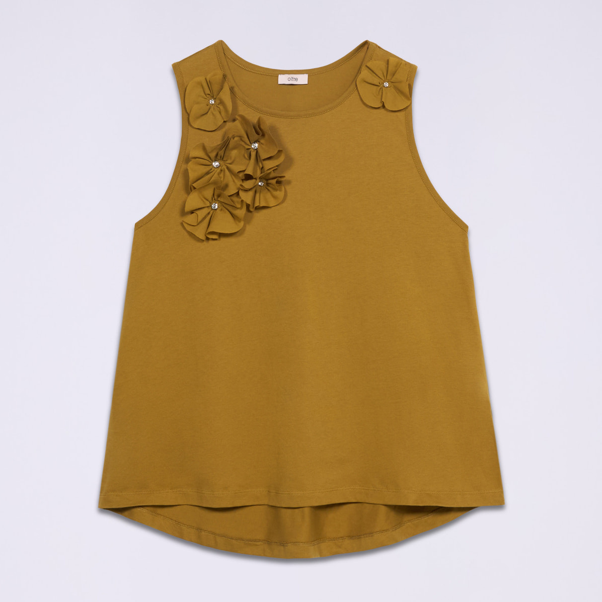Oltre - Top de jersey con aplicaciones florales - Verde