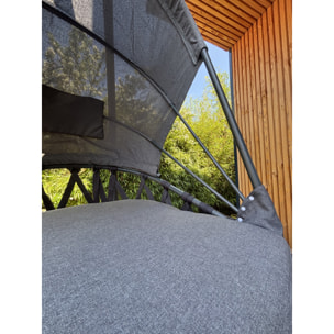 LACANAU - Balancelle de jardin en acier avec coussins