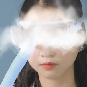 Nebulizador ocular con modo de compresa fría y caliente.