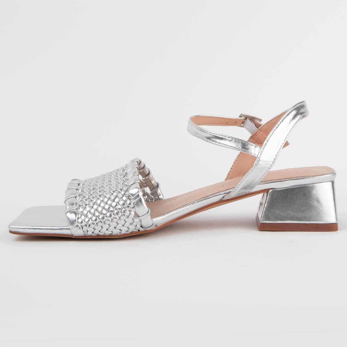 Sandalia De Tacón - Plateado - Altura: 4 Cm