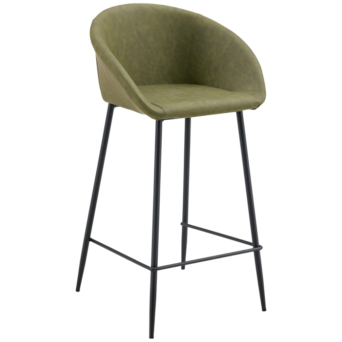 Lot de 2 tabourets de bar en simili vert ACHILLE