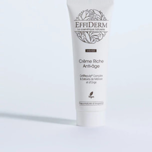 EFFIDERM - Crème Riche Anti-Âge - Formule à base de CellRepulp® Complex - Beurre de Karité et Huile d'Amande douce - Peaux Matures - Tube 50 ml en plastique recyclé