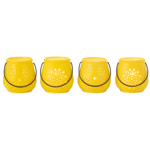 J-Line Photopohre Seau Motifs Porcelaine Jaune Assortiment De 4