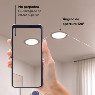 FORLIGHT Easy Circular - 5 Downlights con LED integrado 6000K para iluminar hacia abajo ON/OFF ø22,5cm Color Gris
