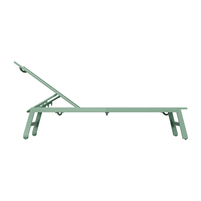 Nilo - Lettino Prendisole da Giardino Mare Piscina 192x55x30 cm in Alluminio e Textilene Verde Salvia