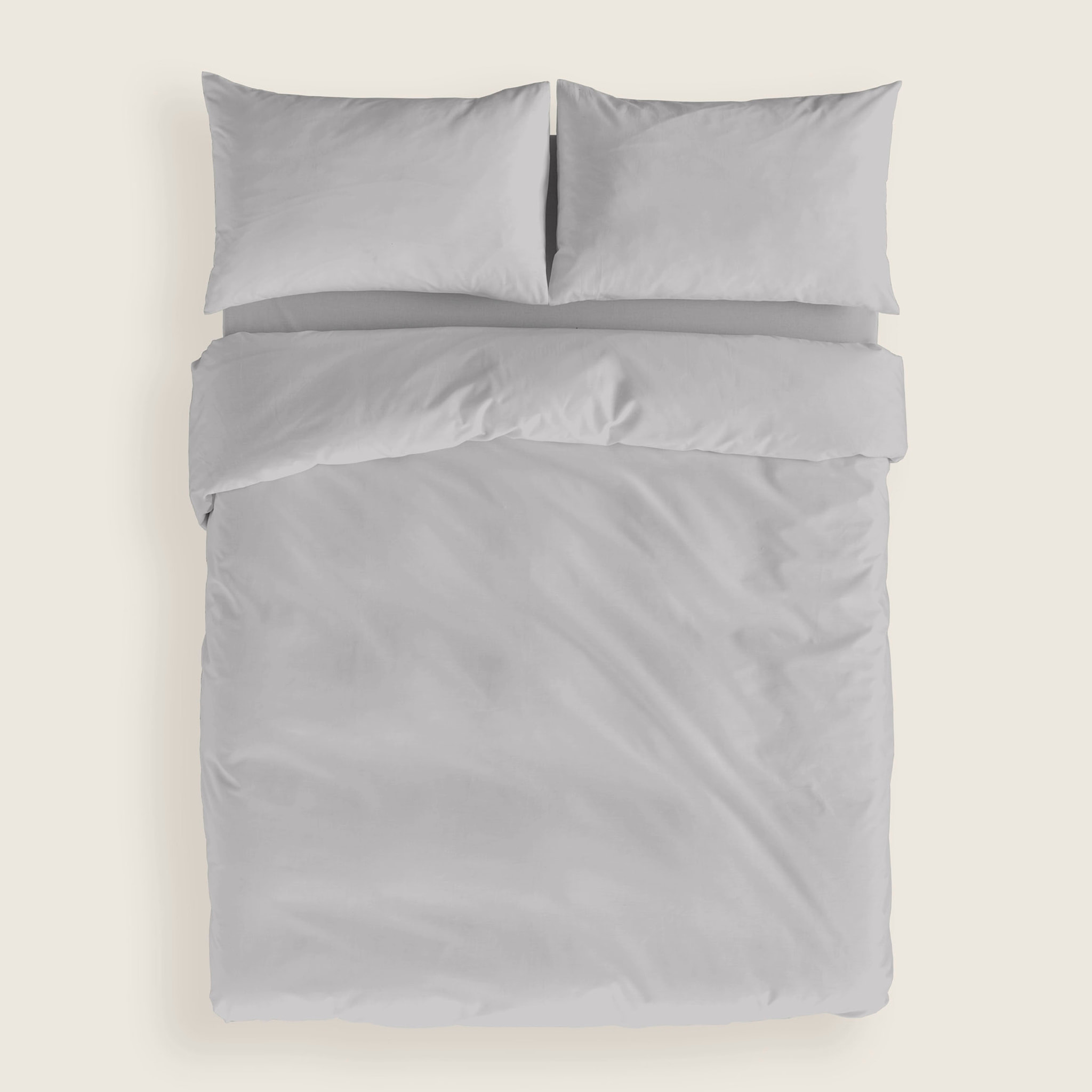 Naturals - Funda Nórdica Lisa - Cierre con botones - 100% Algodón - Incluye 1/2 Fundas de Almohada - Gris Pálido