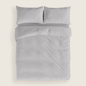 Naturals - Funda Nórdica Lisa - Cierre con botones - 100% Algodón - Incluye 1/2 Fundas de Almohada - Gris Pálido