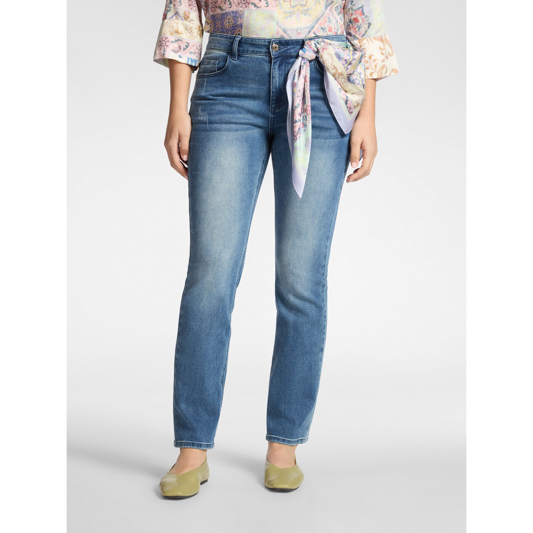 Elena Mirò - Jeans regulares con pañuelo, "Rose" - Light - blue