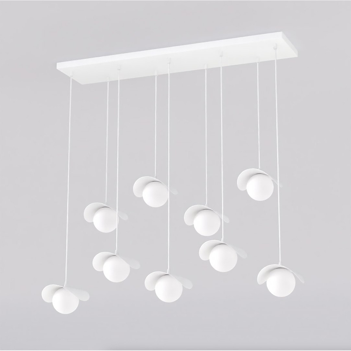 Lampada a sospensione Ritual 9 in acciaio bianco