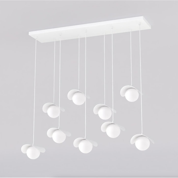 Lampada a sospensione Ritual 9 in acciaio bianco