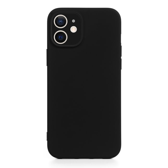 DAM Custodia  Essential in silicone con protezione per fotocamera per iPhone 12 Mini. Interno in morbido velluto. 6,7x1,02x13,43 cm. Colore nero