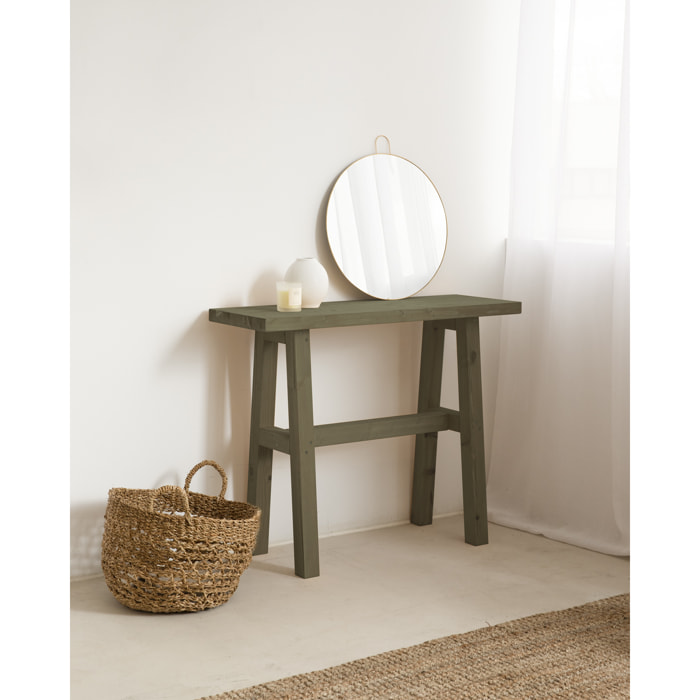 Console en bois massif ton vert 100x80cm Hauteur: 80 Longueur: 100 Largeur: 35