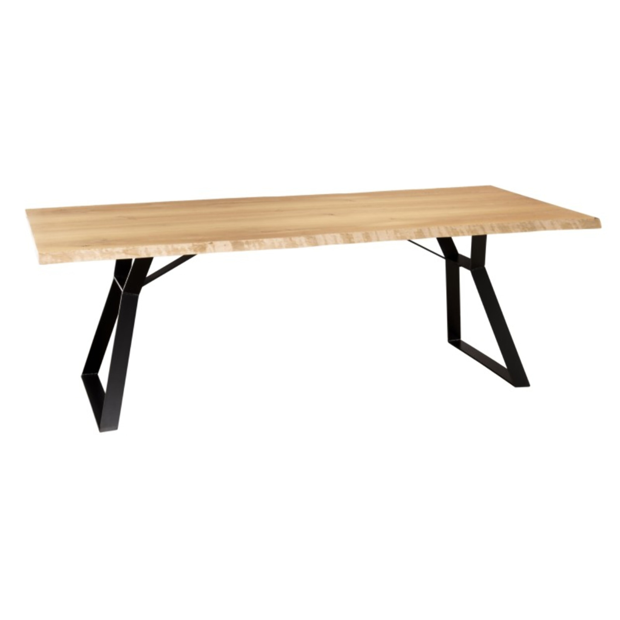 MAXENCE - Table à manger rect. 230x100cm bois chêne pieds métal noir