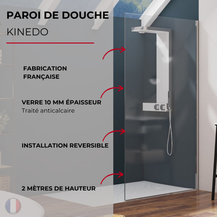 Kinedo Paroi de douche Alpha Solo 100 cm Chromé Transparent