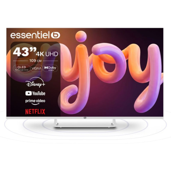 TV QLED ESSENTIELB 43QLED306W 43" (109 cm) 4K - Smart TV, coloris blanc