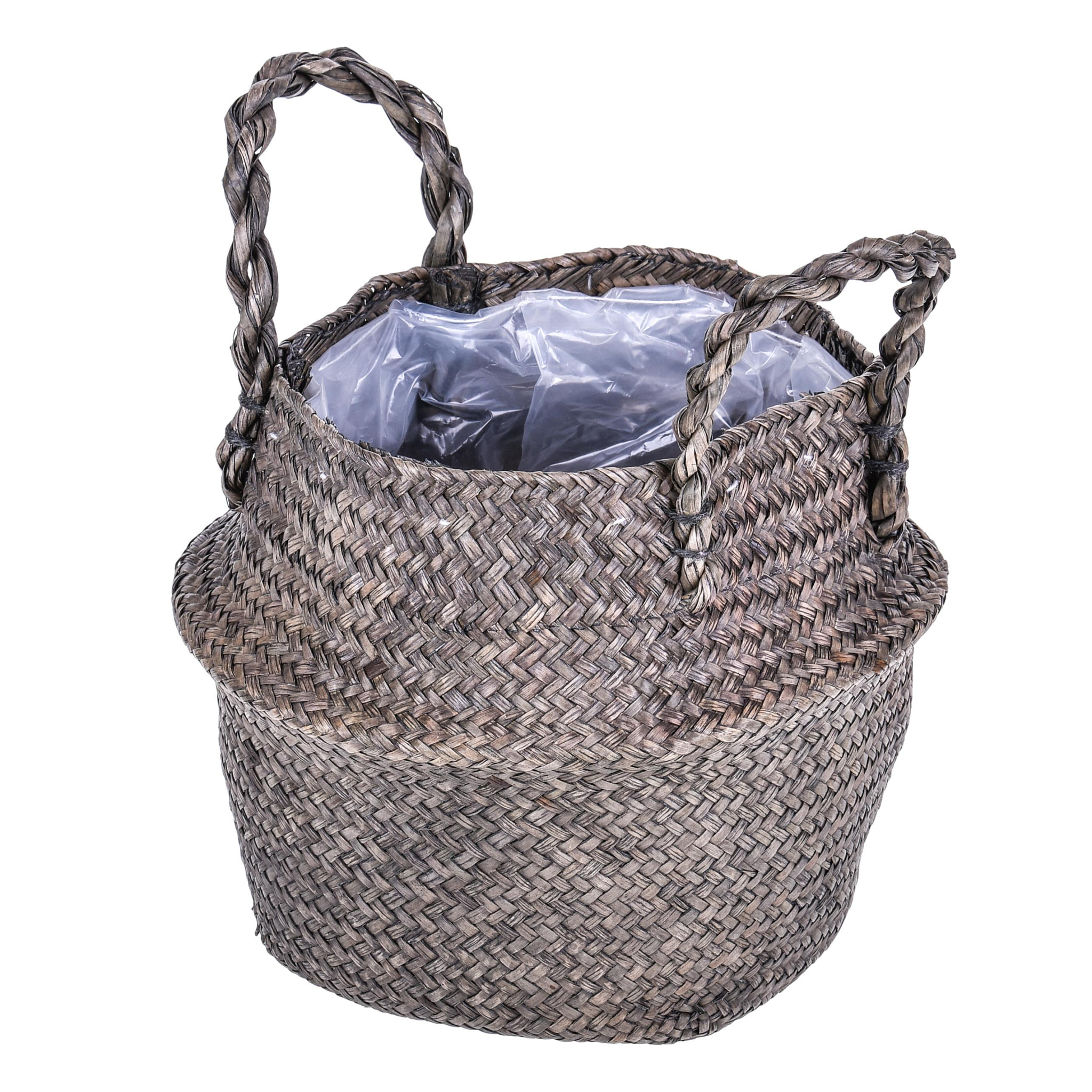 Cesto Giara In Materiale Naturale. Altezza 24 Cm - Pezzi 1 - 28X24X28cm - Colore: Cachi - Bianchi Dino - Cesteria