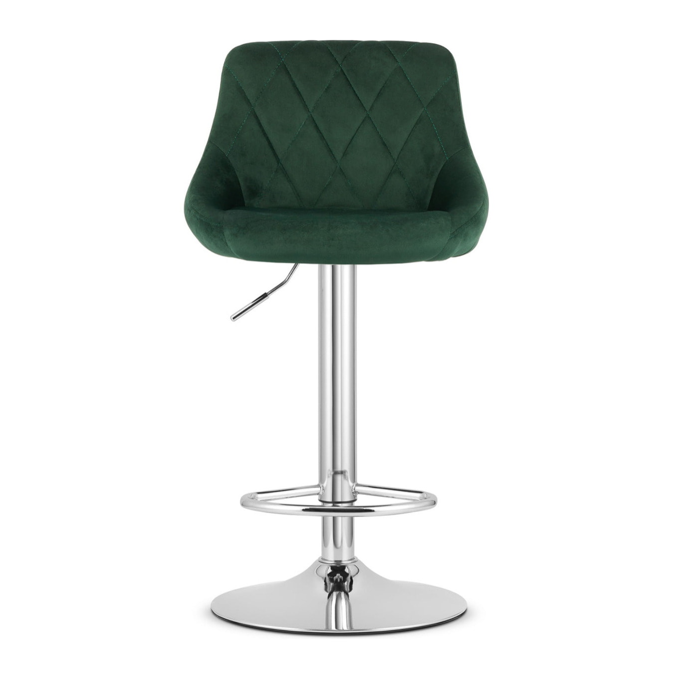 Sgabello da bar KAST in velluto verde con base cromata